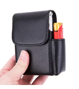 Leather cigarette case with lighter holder​