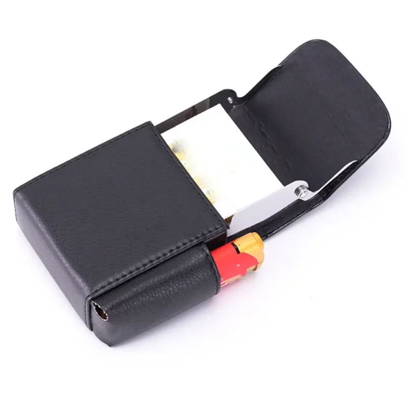 Leather cigarette case with lighter holder​